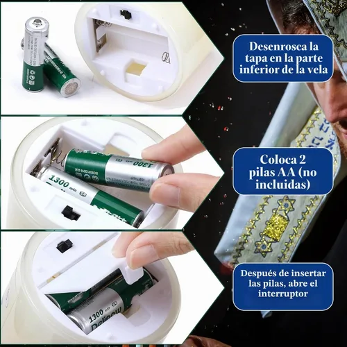 Vista 4 de Vela conmemorativa eléctrica LED Yahrzeit de 2 piezas para la pérdida de un