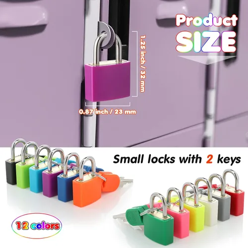 Vista 2 de Photect Candados de metal para maleta con llaves, candados de metal, multicolor, para equipaje pequeño, para escuela, gimnasio, aula, hogar, mochila
