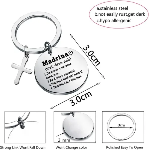 Vista 2 de TGBJE Llavero Madrina para padrinos, regalo de primera comunión, regalo de agradecimiento para padrinos
