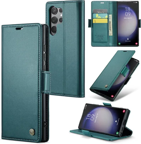Vista 12 de Funda tipo cartera compatible con Samsung Galaxy S23, de piel sintética, con función atril y tarjetero para Galaxy S23 5G de 6.1 pulgadas (negro)