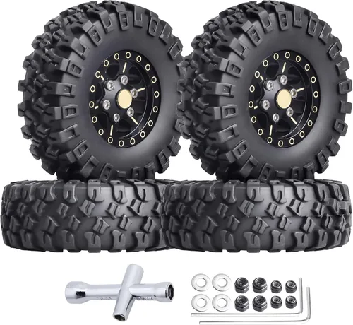Vista 9 de HobbyPark Ruedas y neumáticos Beadlock de latón 1.0 para Traxxas TRX4M Piezas de actualización Axial SCX24 1/24 RC Crawler Reemplazo (paquete de 4)