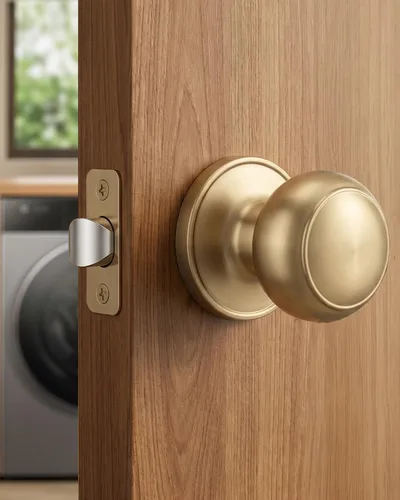 Vista 5 de Goldenwarm Pomos de puerta de paso de bronce champán, 1 paquete de pomos para puerta de armario interior, juego de perillas de puerta de paso