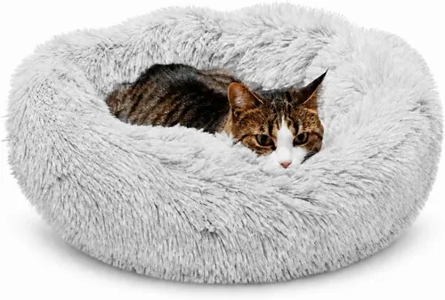 Vista 13 de Whiskers & Friends Cama para Gatos, Camas para Gatos de Interior Lavables, Cama Ortopédica Suave Esponjosa Redonda Calmante para Mascotas