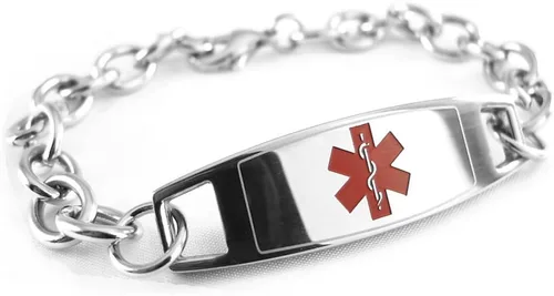 Vista 8 de Pulsera de identificación médica de alergia al maní pregrabada y personalizable - Tamaño de muñeca 5 pulgadas +