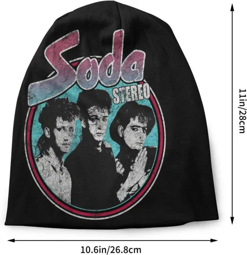 Vista 2 de Soda - Gorro de punto estéreo, cómodo, suave, sin borlas, para otoño, invierno, verano, unisex, color negro, Negro