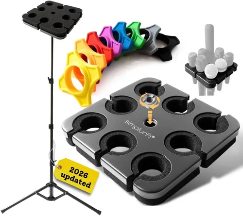 Vista 8 de Soporte Múltiple para Micrófonos con Soporte de Micrófono de Escritorio - Accesorio de Bandeja Cuadrada sostiene hasta 8 micrófonos Organizador
