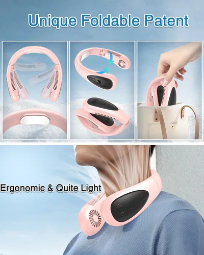 Vista 5 de Aire acondicionado de cuello, ventilador de cuello portátil de 5000 mAh con semiconductor de refrigeración de flujo de aire sin aspas, ventiladores
