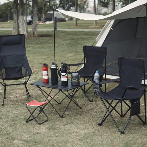 Vista 6 de Damei century Paquete de 4 sillas plegables para camping, ligeras, sin instalación, silla portátil para playa, césped, deportes al aire libre