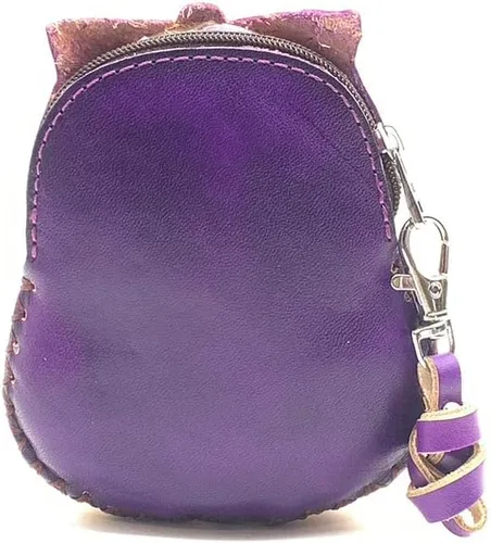 Vista 14 de Handmade Vintage Genuine Leather 3D Animal Owl Coin Purse with Removable Wrist Strap (Brown)