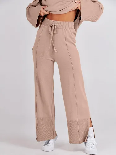Vista 7 de ANRABESS Conjunto de 2 piezas para mujer, sudadera de punto de gran tamaño y pantalones de pierna ancha con cordón