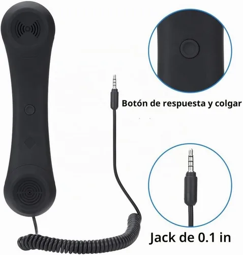 Vista 3 de Auricular retro, auricular para celular, auricular de teléfono retro receptores antirradiación de 3.5 mm para iPhone iPad, teléfonos móviles