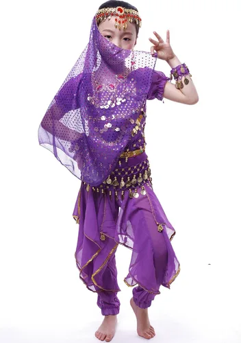 Vista 4 de Astage GirlS Belly Dance Costumes,Long Sleeve Highlights Top,Pants