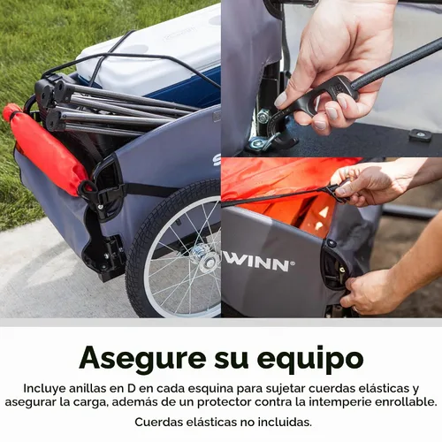 Vista 4 de [Usado] Schwinn Remolque para bicicleta de carga Day Tripper, marco plegable, ruedas de liberación rápida, rojo / gris