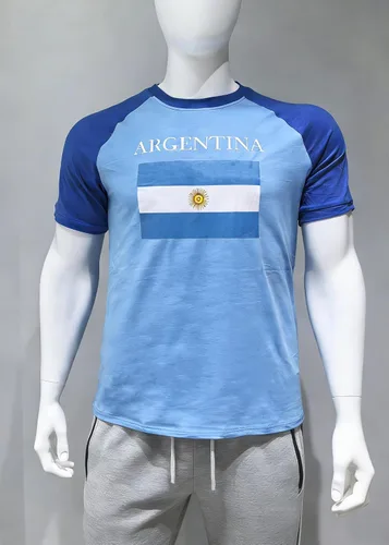 Vista 2 de Camiseta de bandera nacional para hombre, camiseta para amantes del fútbol, camisetas de fútbol para fanáticos de la Copa Mundial 2026, Argentina
