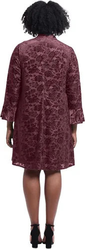 Vista 7 de London Times Vestido trapecio de manga larga con cuello alto para mujer