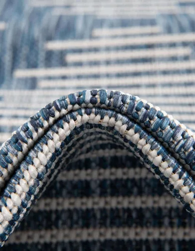 Vista 7 de Unique Loom Outdoor Modern Collection - Alfombra rectangular de 2 x 3 pies 1 pulgada, color azul y marfil