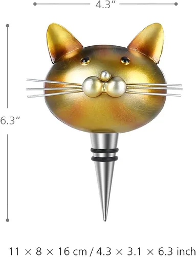 Vista 4 de Tapón de botella de vino para gatos, tapones de metal para botellas de bebidas, los mejores accesorios de regalo para los amantes de los gatos