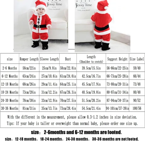 Vista 7 de Disfraces de Papá Noel para bebé, 4 piezas, unisex, trajes de Navidad para niñas (2-6 meses)