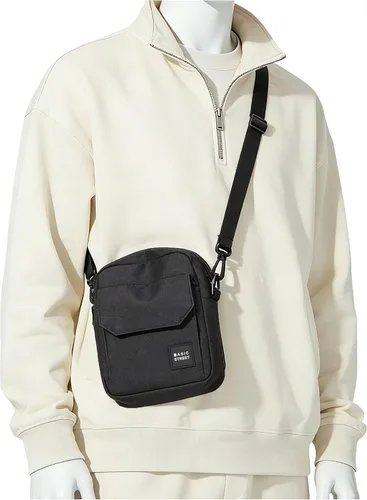 Vista 9 de BJLFS Small Crossbody Bag Side Shoulder Bag for Men Women, Travel Passport Wallet Bag, Small Neck Pouch Side Shoulder Bag A1-gris-Large