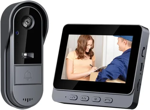 Vista 11 de TKMARS Timbre de puerta inalámbrico sin suscripción, timbre de video, intercomunicador en tiempo real, pantalla de 4.5 pulgadas, ángulo de visión