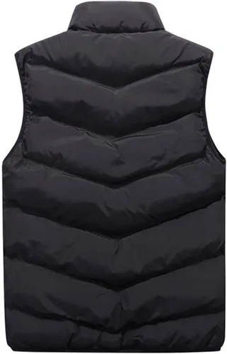 Vista 3 de RTRDE Chaleco para hombre al aire libre, casual, cuello alto, chaqueta acolchada, chaleco acolchado, S-4XL