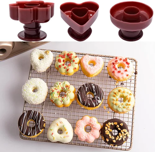 Vista 6 de Paquete de 4 moldes para hacer donas, moldes antiadherentes creativos reutilizables para donas, molde de fondant, pastel, pan, postre, molde