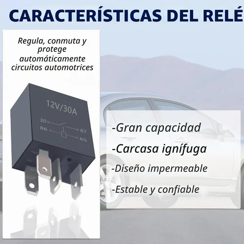 Vista 6 de 2 relés de 4 pines, 30A, 12V para automóvil - Relé de arranque resistente multiusos - Accesorios automotrices universales con diseño impermeable