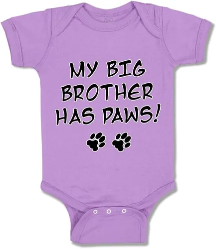 Vista 20 de Baby Bodysuit My Big Brother Has Paws Dog Lover Pet Boy & Girl Baby Clothes Solo un diseño blanco
