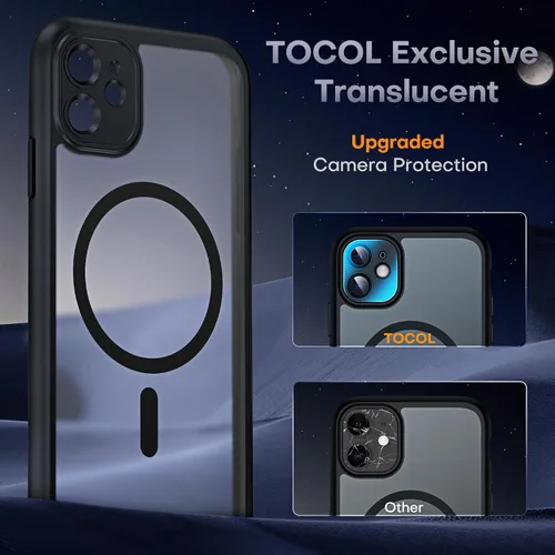 Vista 5 de TOCOL Funda magnética para iPhone 11, protección completa mejorada de la cámara, compatible con Magsafe, protección de grado militar, parachoques