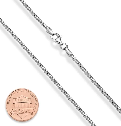 Vista 2 de Miabella Italian 925 Sterling Silver Solid 2mm Round Box Chain Necklace for Women Men, Made in Italy