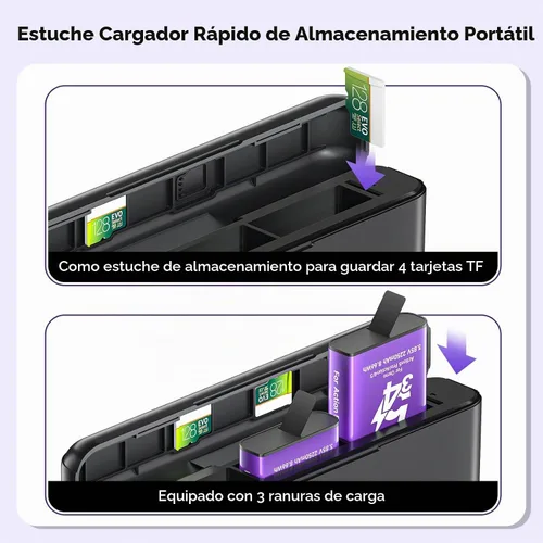 Vista 7 de Osmo Action 5 Pro Cargador de batería para DJI-Osmo Action 5 Pro, Osmo Action 4, Osmo Action 3, Osmo Action 6 y Osmo 360-3 ranura de carga rápida