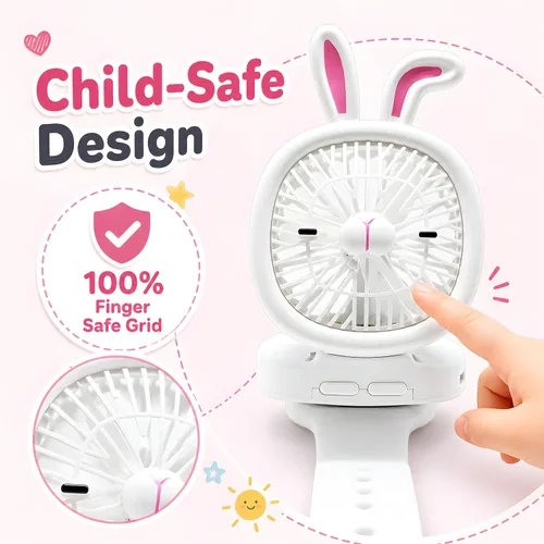 Vista 2 de Ventilador personal portátil, ventilador de mano portátil recargable por USB, ventiladores de muñeca con luces LED, mini ventilador portátil