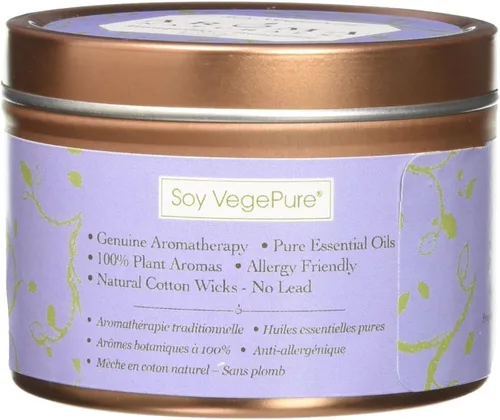 Vista 2 de Aroma Naturals Tin Candle - Aceite esencial de lavanda con aroma de soja natural, tranquilidad, 2