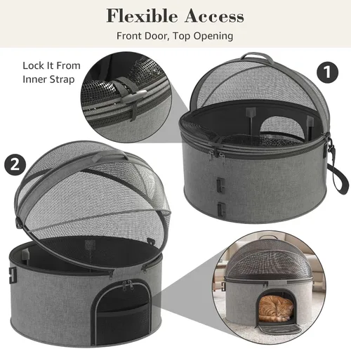 Vista 7 de Asiento de coche para mascotas a prueba de choques para gatos y Asiento de automóvil cerrado para mascotas a prueba de choques para gatos y perros