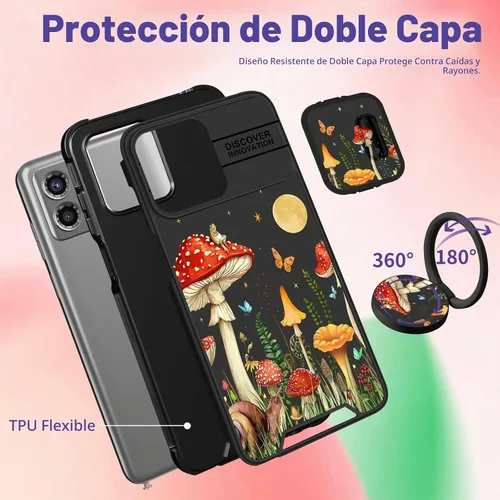 Vista 5 de Funermei - Funda para Moto G Stylus 5G 2023 con soporte de anillo, diseño Hongo de la Luna