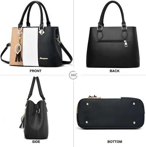 Vista 4 de Bolsos y carteras para mujer de cuero, bolso tote, bolso de hombro mediano, bolso bandolera con asa superior para damas