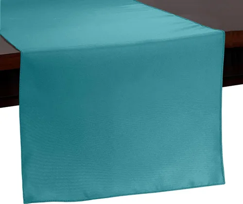 Vista 85 de ULTIMATE TEXTILE Camino de mesa de poliéster de 14 x 72 pulgadas, color azul aguamarina