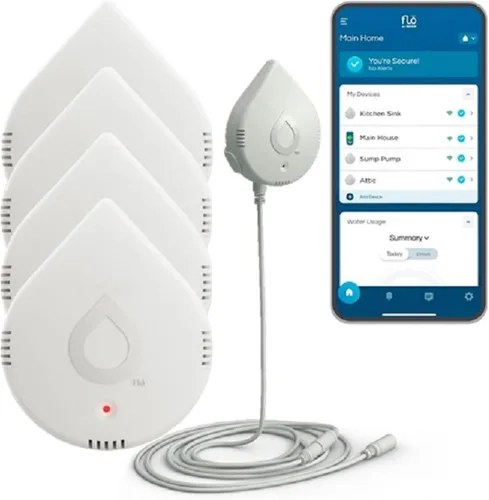 Vista 13 de Moen Flo Detector de fugas de agua inteligente, alarma de sensor de goteo o inundación para el hogar, 1 paquete, blanco, 920-004