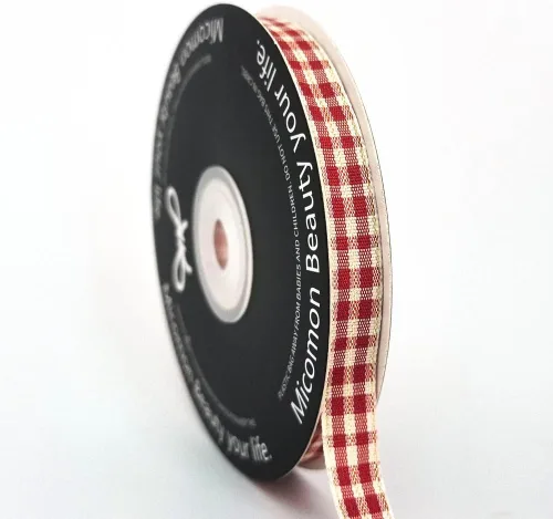 Vista 20 de Cinta a cuadros de guinga – 25 yardas, rojo y azul (3/8 pulgadas) para decoración de Navidad y embalaje de regalo