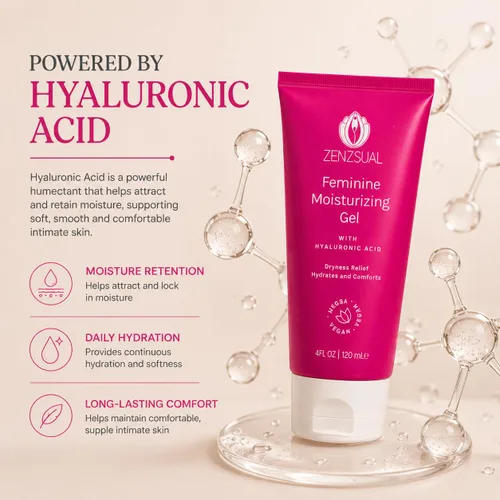Vista 4 de ZENZSUAL Gel hidratante femenino, con ácido hialurónico, hidratante vaginal a base de agua para sequedad, irritación, picazón o molestias, sin