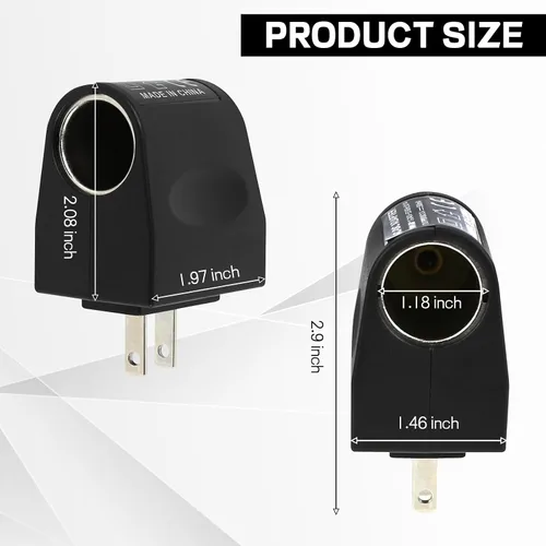 Vista 2 de Convertidor universal de CA a CC, DC 12V 500mA encendedor de cigarrillos de coche a adaptador de toma de corriente, adaptador hembra de CA a CC