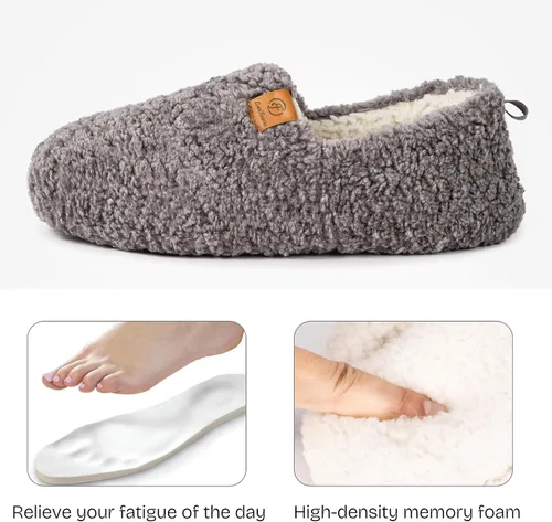 Vista 3 de EverFoams Pantuflas completas de espuma viscoelástica de oveja para mujer