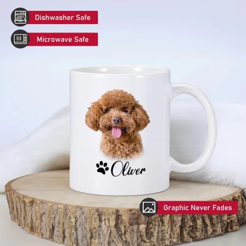 Vista 3 de Taza personalizada con foto de perro, taza de perro personalizada, taza de retratos de mascotas personalizada, tazas con nombre personalizado