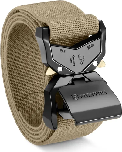 Vista 12 de FAIRWIN Tactical Belt Men, 1.5" Stretch Nylon Web Military Hiking Rigger Work Belts with Quick-Release Seatbelt Buckle