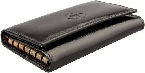 Vista 4 de Maxwell Scott Quality Leather Key Case Wallet The Lapo Handmade In Italy Night Black