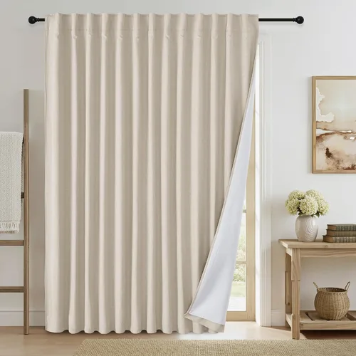 Vista 73 de RYB HOME - Cortinas con cancelación de ruido de 63 pulgadas de largo, juego de 2 paneles, 3 capas totales, cortinas opacas, insonorizadas
