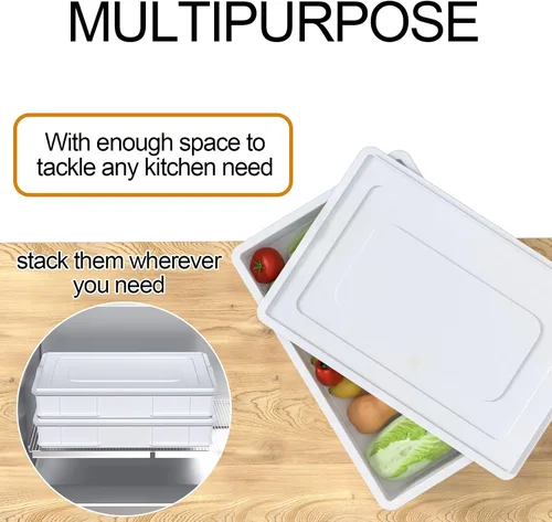 Vista 4 de Paquete de 2 cajas de masa apilables para pizza con 2 tapas Plastic, Bread Container, Dough Trays, airtight lid keeps dough fresh, fits neatly in