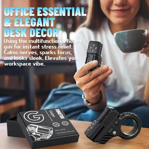 Vista 5 de Deslizador 3D Fidget para niños y adultos, anillo de plástico 5 en 1 EDC Fidget Spinner escritorio para aliviar el estrés, rodillo de mano