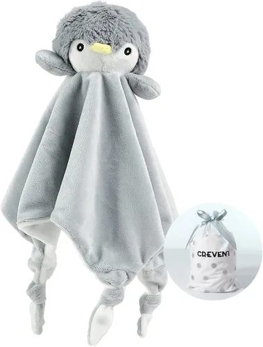 Vista 27 de CREVENT Mantas de bebé suaves y acogedoras para niños y niñas + manta de seguridad, juego con una bolsa de regalo esenciales para recién nacidos Gris