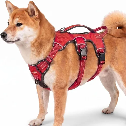 Vista 12 de Tuff Pupper Arnés para perro sin escape a prueba de escape, arnés ajustable de 5 puntos para perros, arneses acolchados para perros, arneses